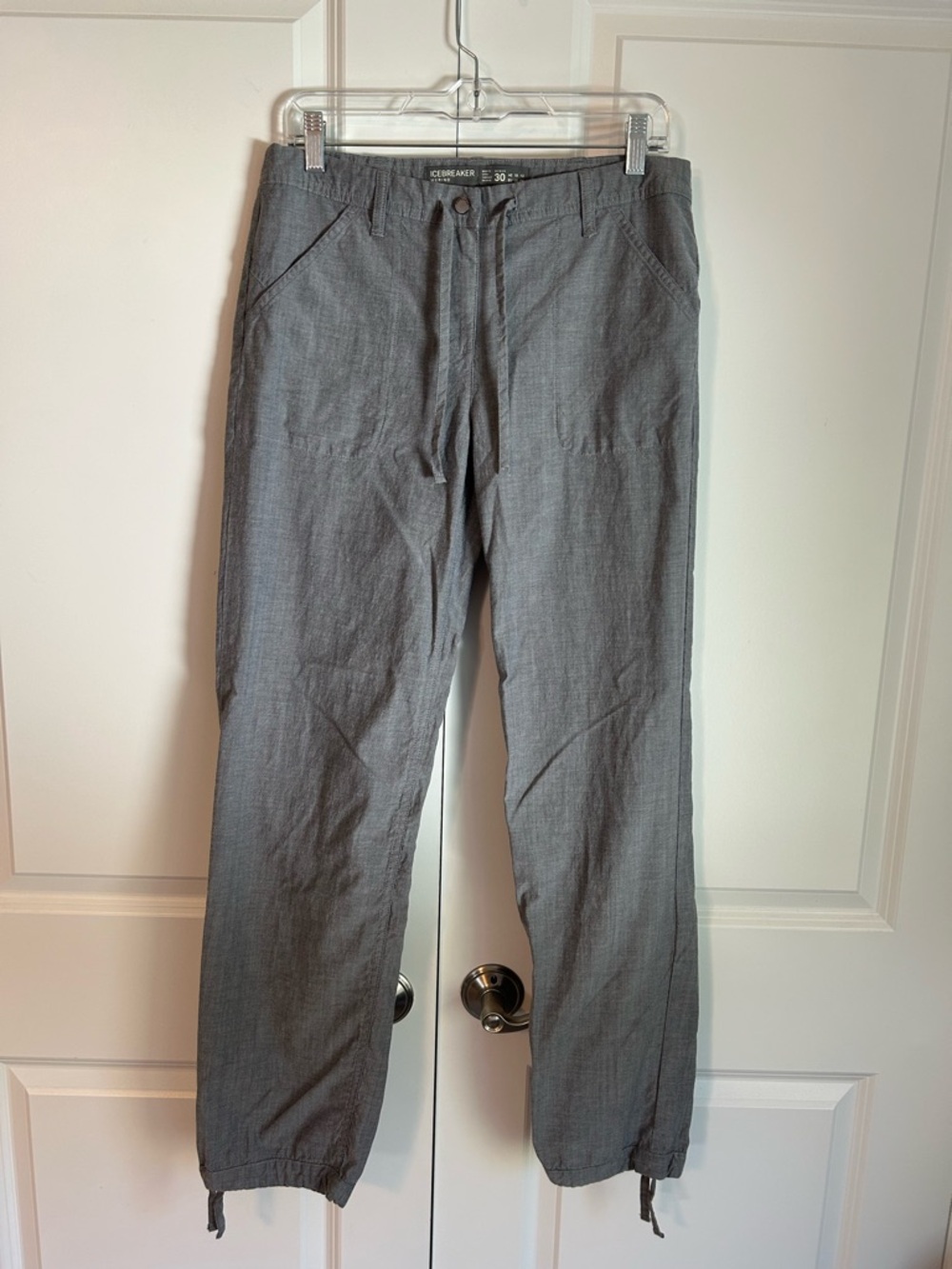 Icebreaker Merino Pants Womens 10 Gray Jogger Drawstring Elastic Cuff Pockets